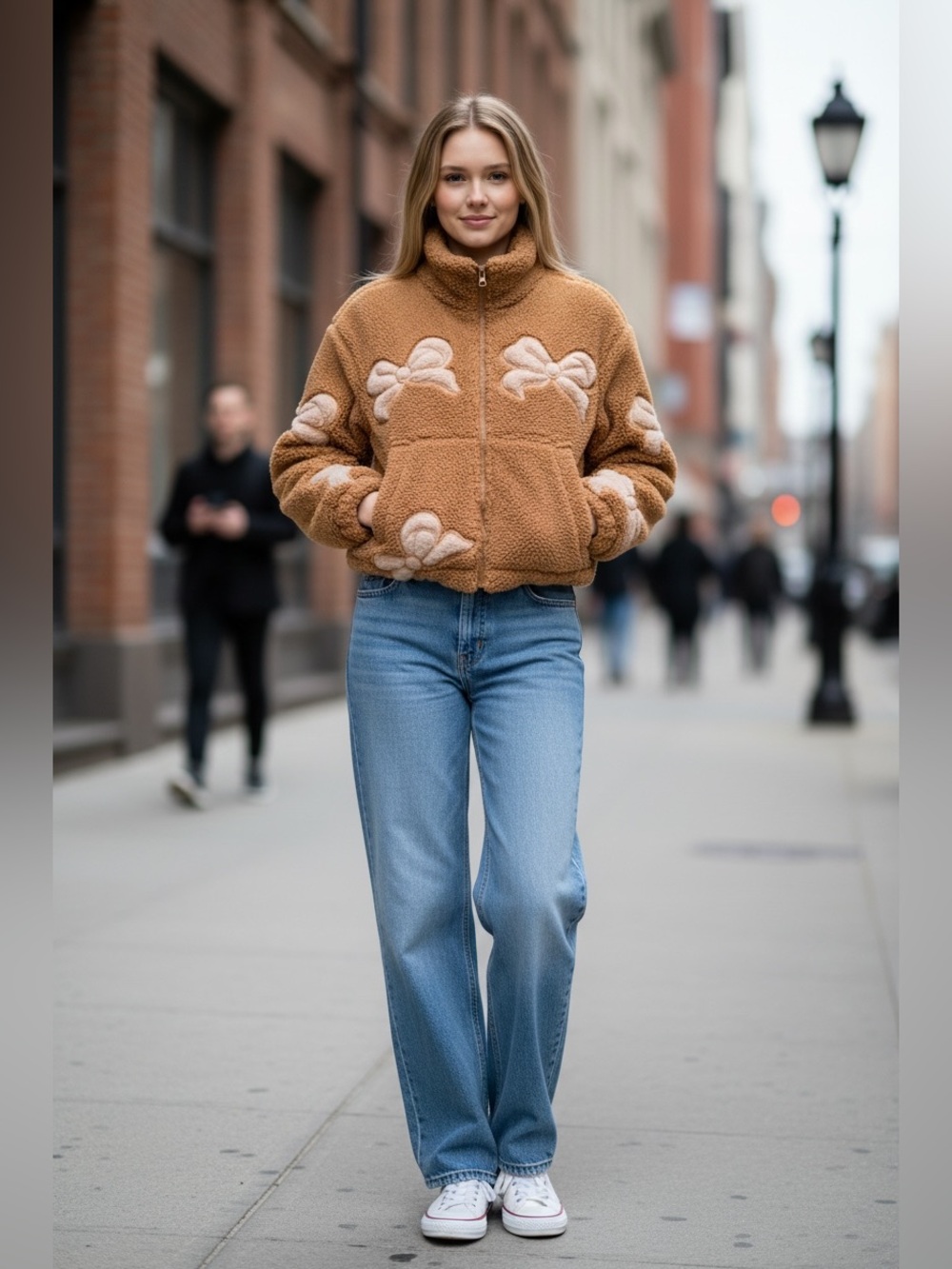 Thread & Supply Bow Cropped Sherpa Jacket
